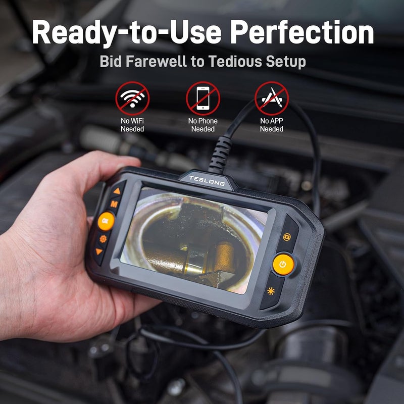 Teslong Endoscope Borescope with Light, Snake Inspection Camera for Automotive Engine, Waterproof Fiber Optic Camera for Mechanics - Ideal for Wall, Vent, Wire Video Scope (16.5FT) - Image 2